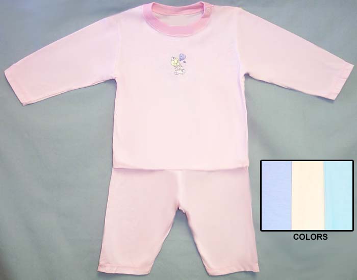 Girls 2Pc Embroidered Pyjama Sets - Sizes: 12-24 Mos.
