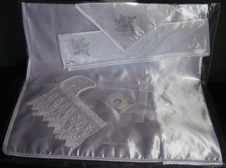 Baby 3Pc Embroidered Christening Baptism Satin BLANKET (English)