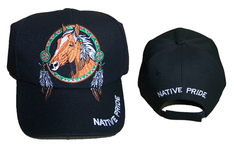 Horse & Medicine Wheel Native Pride Embroidered BASEBALL Caps