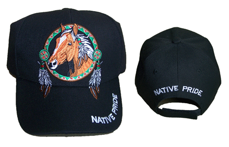 Horse & Medicine Wheel Native Pride Embroidered Baseball CAPS