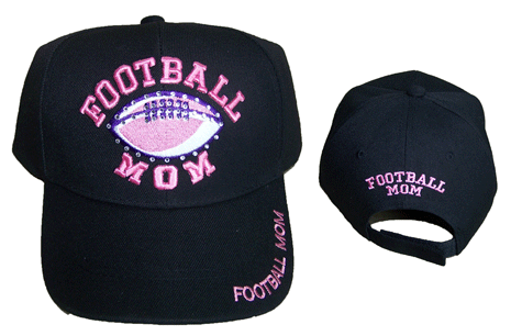 Football Mom BASEBALL CAPs Hats Embroidered with Rhinestones