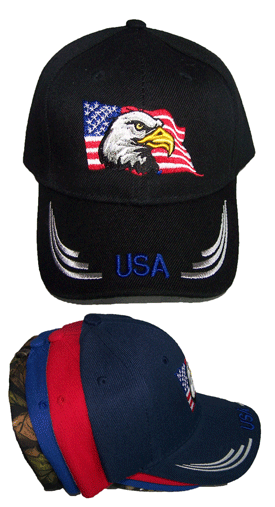 ''USA'' Eagle and US Flag  Embroidered CAPS - Kids Size