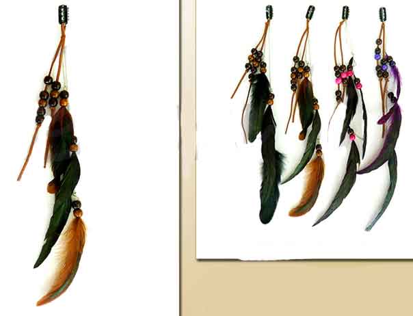 Native Pride - HAIR Accessories - Feather HAIR Extension w/ Beads