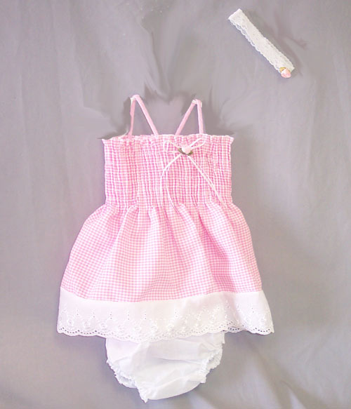 3Pc Girls Sundress  - Checkers Prints  (Sizes: 9 - 24 Mos)
