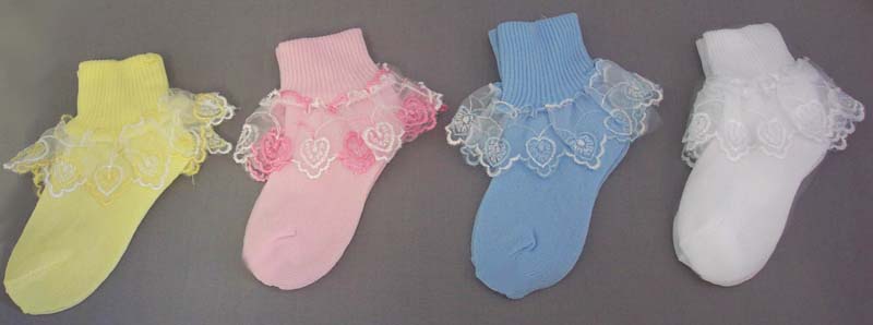Baby Frilly Laced SOCKS  - In Soft Colors -  ( # M-1083-1)