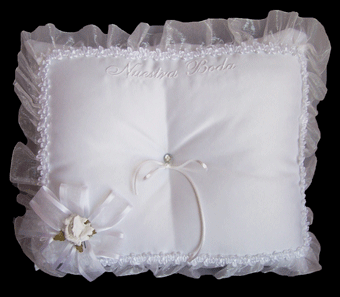 Ring Bearers White PILLOW With ''Nuestra  Boda'' Embroidery