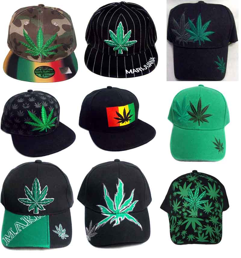Marijuana Weed Cannabis Embroidered BASEBALL Caps 12 Pcs Assorted