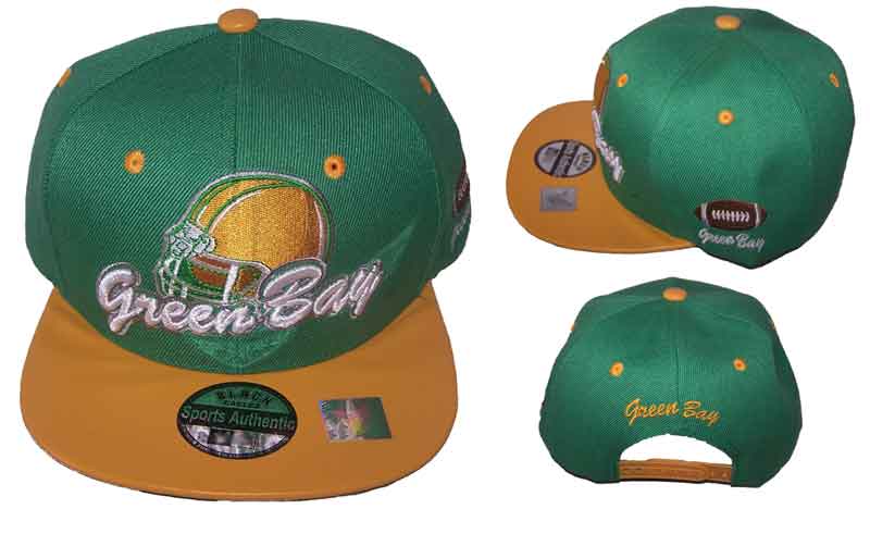 Football Snap Back Flat Brim Embd BASEBALL Caps - Green Bay