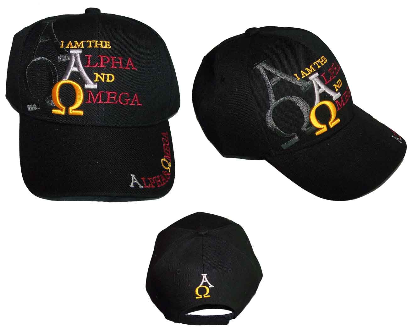 I Am The Apha & Omega Christian Baseball Caps Embroidered - Black
