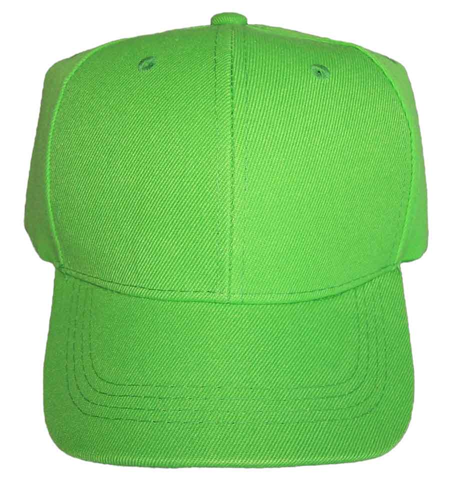Plain BASEBALL Caps  For Adults  - In Solid Color Lime Green