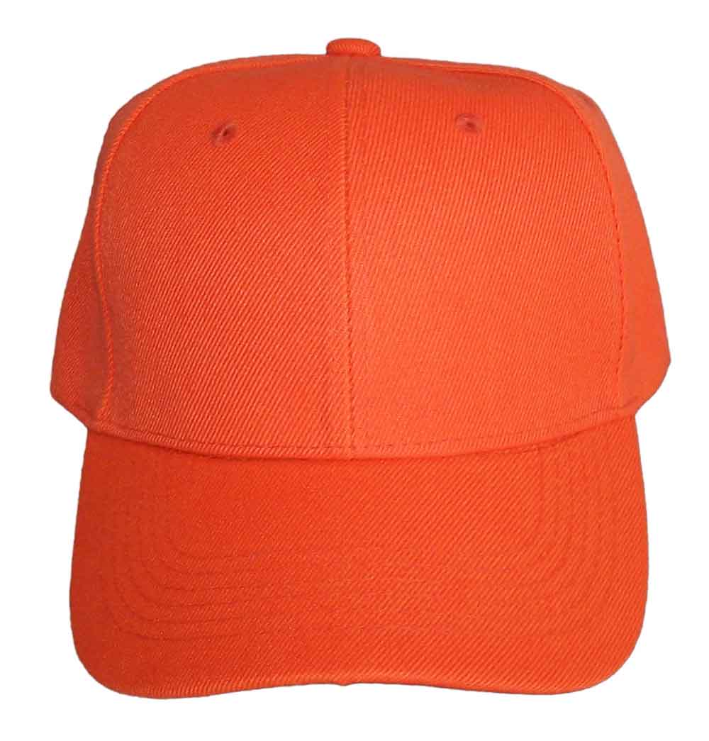 Plain BASEBALL Caps  For Adults  - In Solid Color Orange