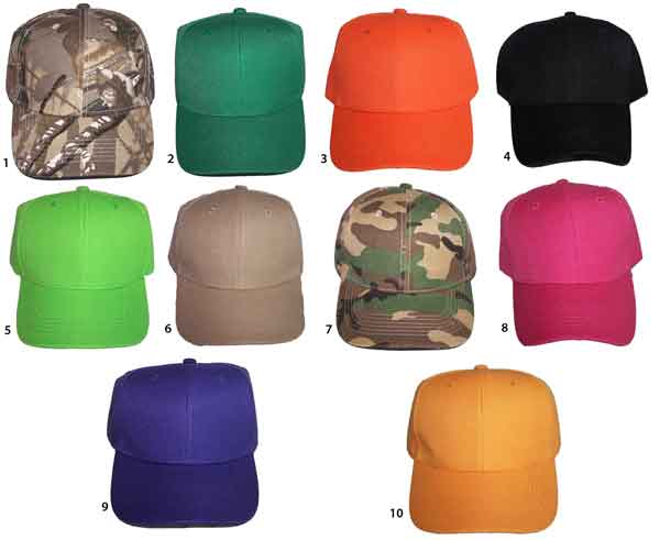 Plain BASEBALL Caps  For Adults  - In Solid Assorted Colors