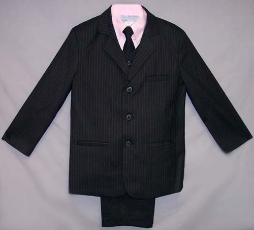 Boys 5Pc Pin-Striped Dress Suits - Black (Sizes: 16-20)