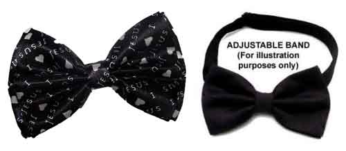 Adult Christian Bow TIE - I Love Jesus- Black & White