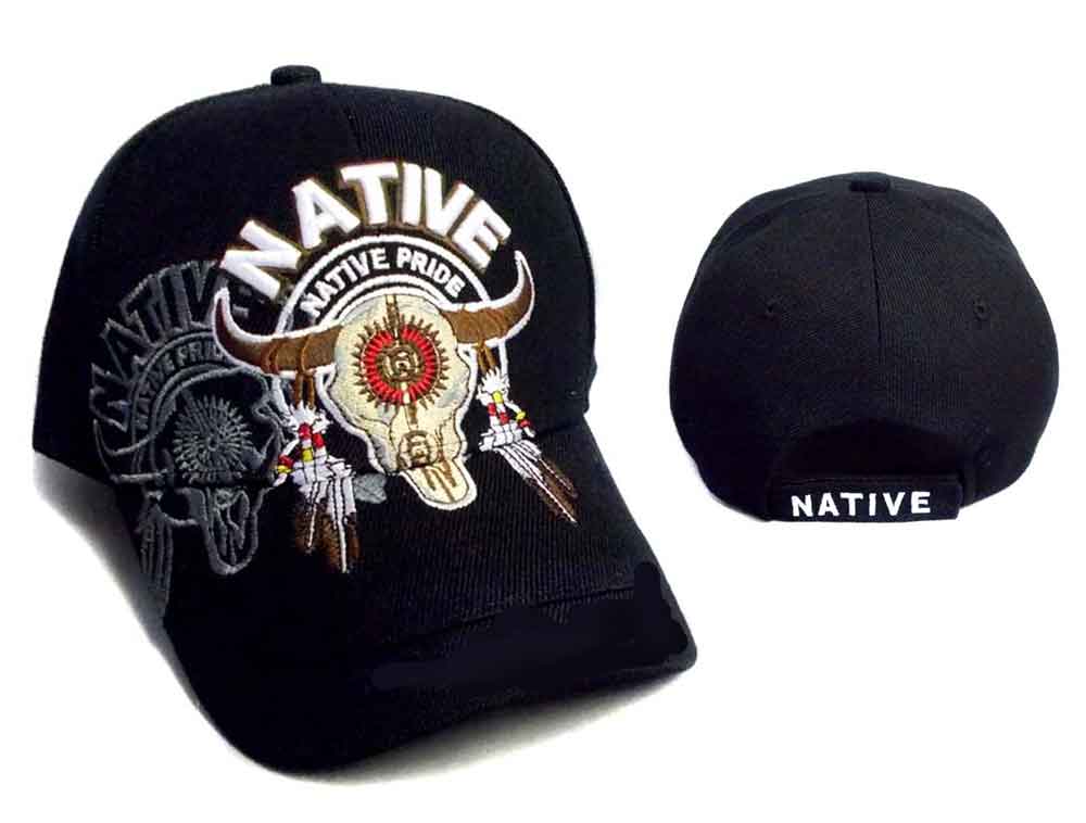 Bullhead Native Pride  BASEBALL Caps Embroidered  -  Black