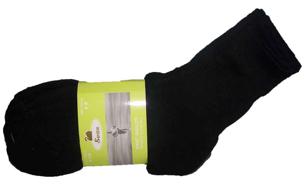 ''Swan'' Boys Sports Crew SOCKS - Black - Size: 6-8