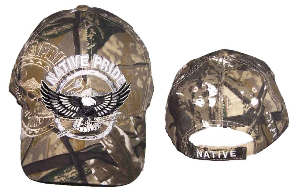 Flying Eagle Native Pride  Embroidered BASEBALL CAPs Hats - Camo