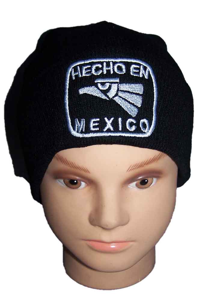 ''Hecho En MEXICO''  Embroidered  Knitted Beanies Caps- Black