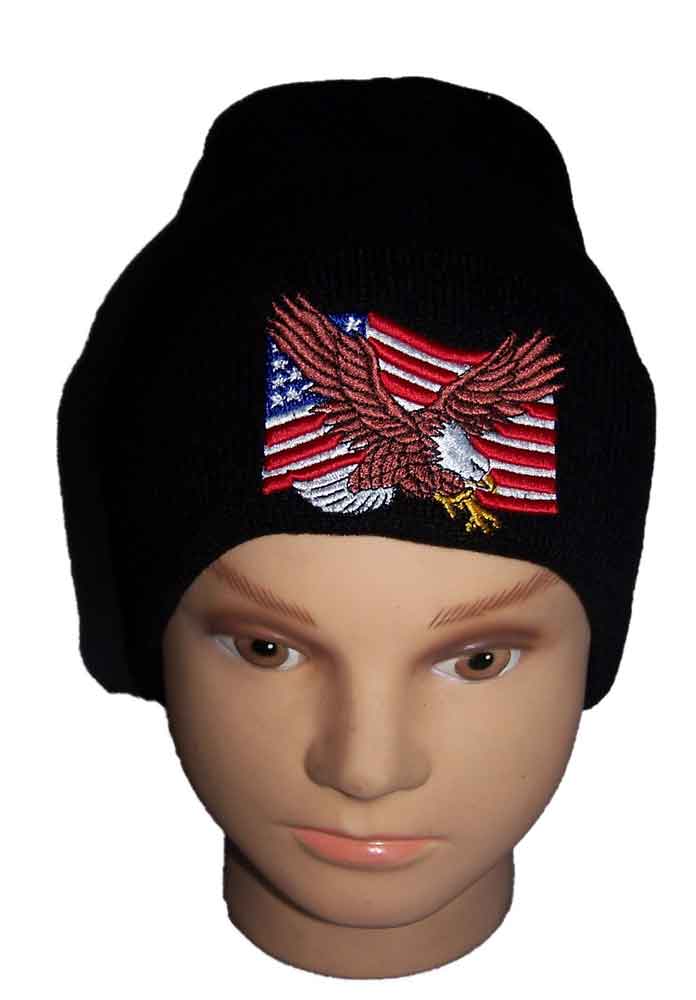 ''Eagle & US FLAG'' Embroidered Knitted Beanies - Winter Caps