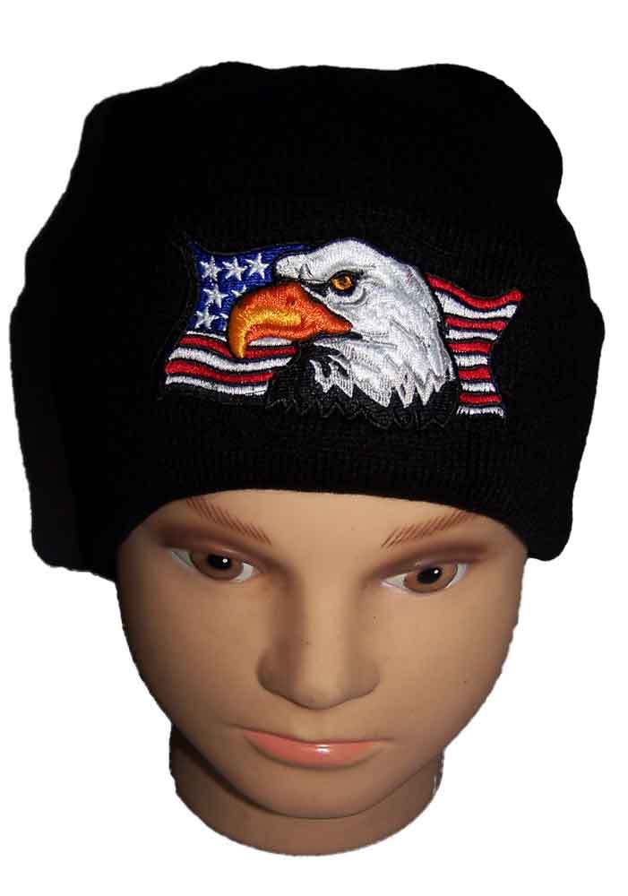 ''Eagle & US Flag'' Embroidered Knitted Beanies Winter CAPS