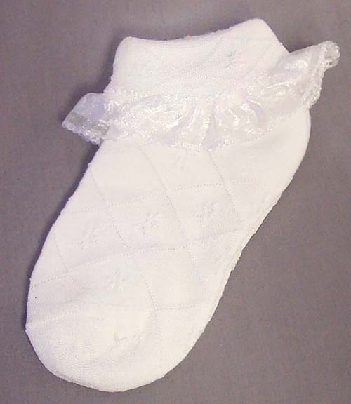 Infant Embroidered SOCKS With Lace - White  ( # GNS2032/White)