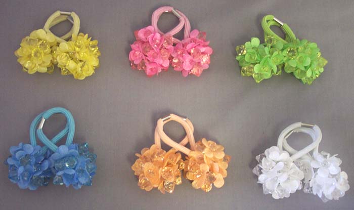 HAIR ACCESSORIES -  Jeweled Ponytail Holders   ( # YPO-0657P6)