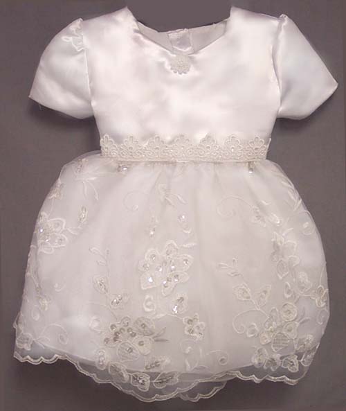 Girls White  Fancy DRESS With Sequins (Sizes: 9-24 Mos)