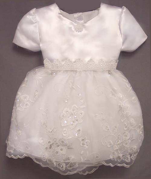 Girls White  Fancy Dress With SEQUINs (Sizes: 9-24 Mos)