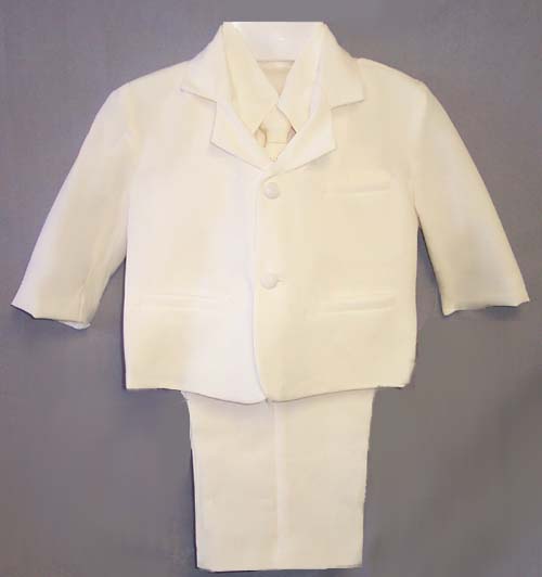 5Pc Boys  Suit - Beige/Ivory Color. Sizes: 9-24 Mos.