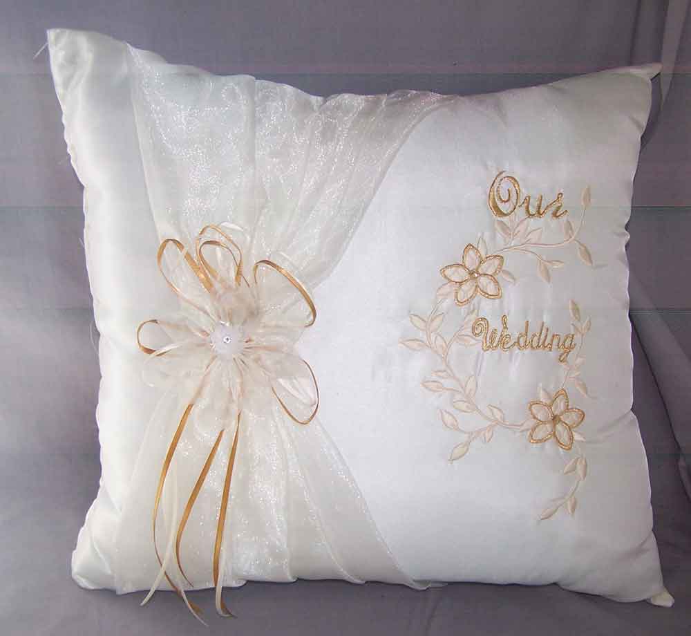 ''Our Wedding''   Embellished PILLOWs - Ivory Color - 2 Pcs