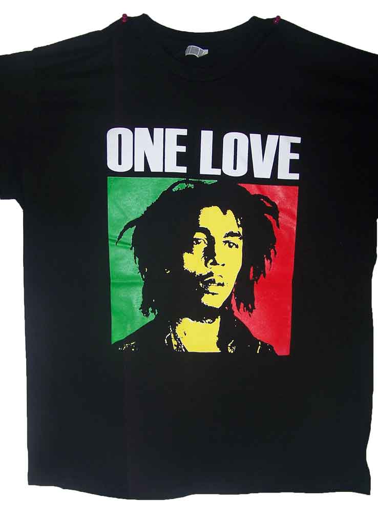 Reggae Rasta Bob Marley One Love Black Cotton T-SHIRTs