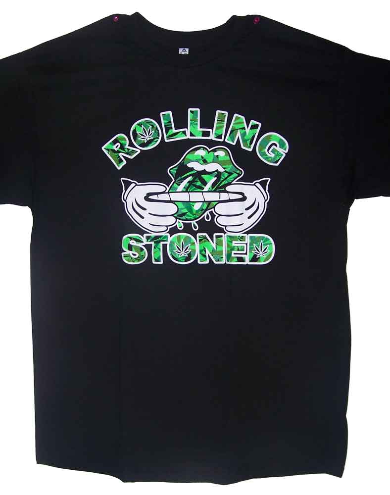 Marijuana Weed US Screen PrintedT-Shirts - Rolling Stoned - Green
