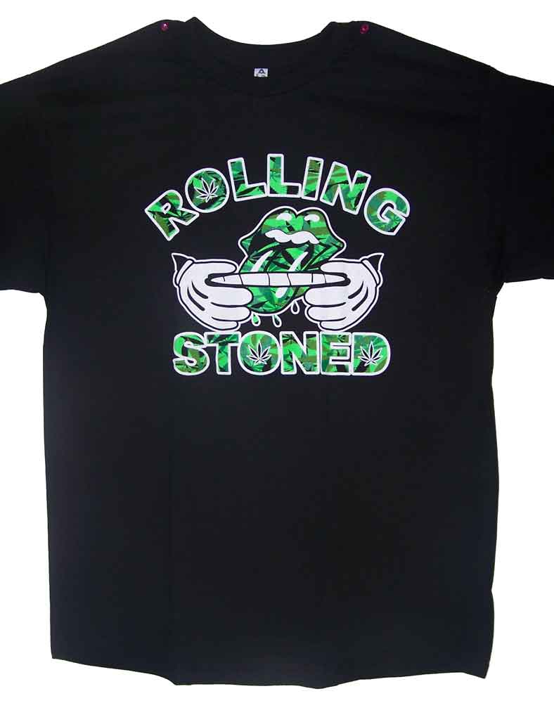 Marijuana Weed US Screen PrintedT-SHIRTS - Rolling Stoned - Green