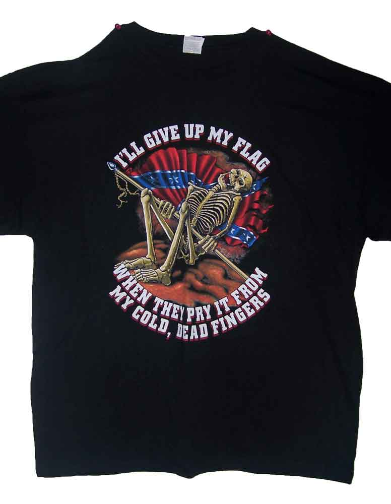 ''Ill give up my FLAG'' Rebel FLAG Skeleton Black Cotton T-Shirts