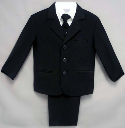 Boys 5Pc   Vested Dress Suits - Black . Sizes:  8-14 ( # 5956B)