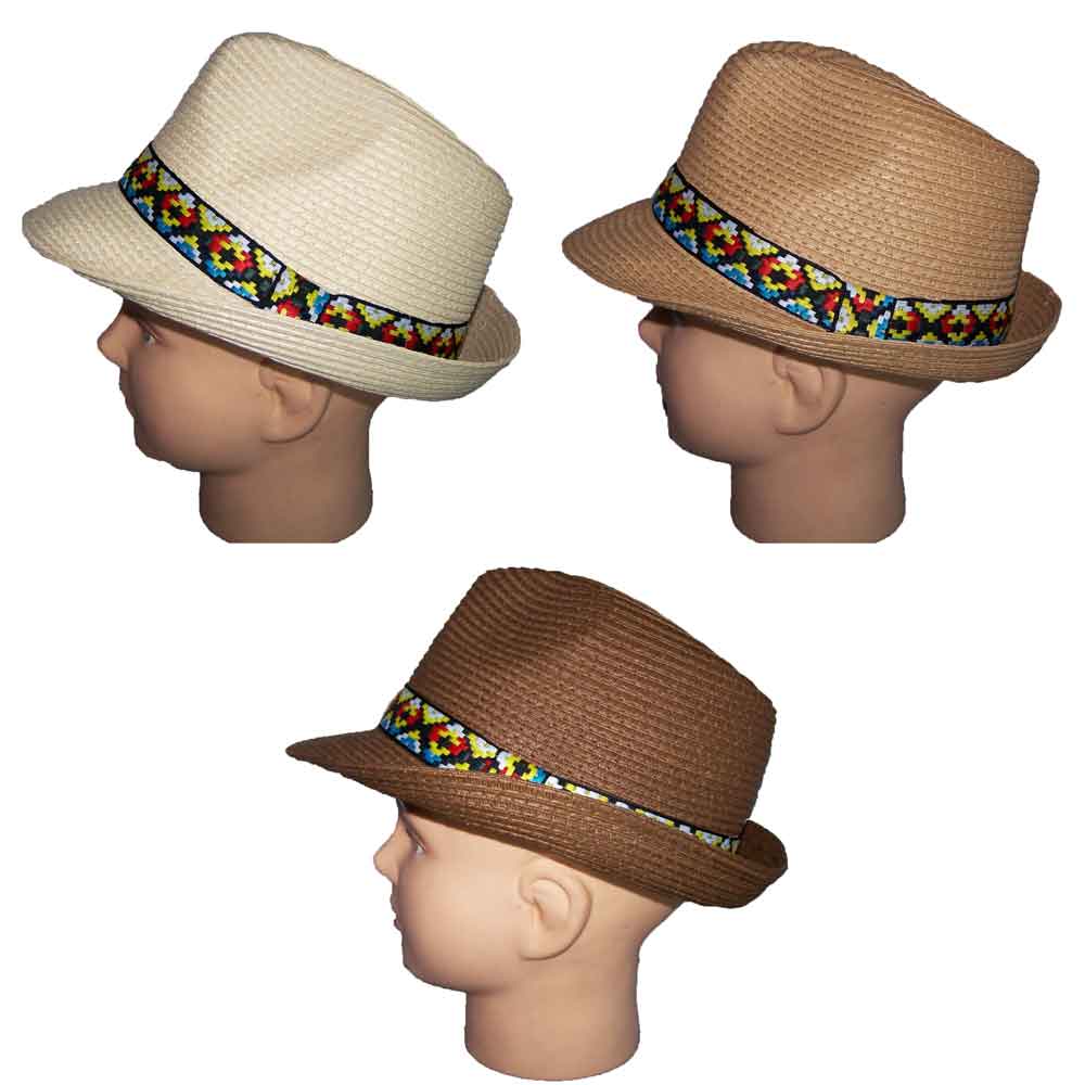 Fedora HATs For Adults - 3 Colors - Native pattern band
