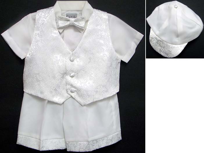 ''Camilo'' Boys 5Pc Christening Short Sets. Sizes: 9-24 Mos.