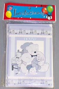 8Pc Pack Invitation Cards  -  Es Un Nino/It's A Boy. (Spanish)