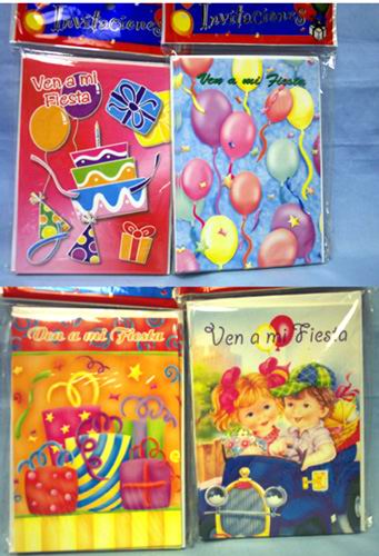 8Pc Pack Invitation Cards   - Happy Birthday  (Spanish)