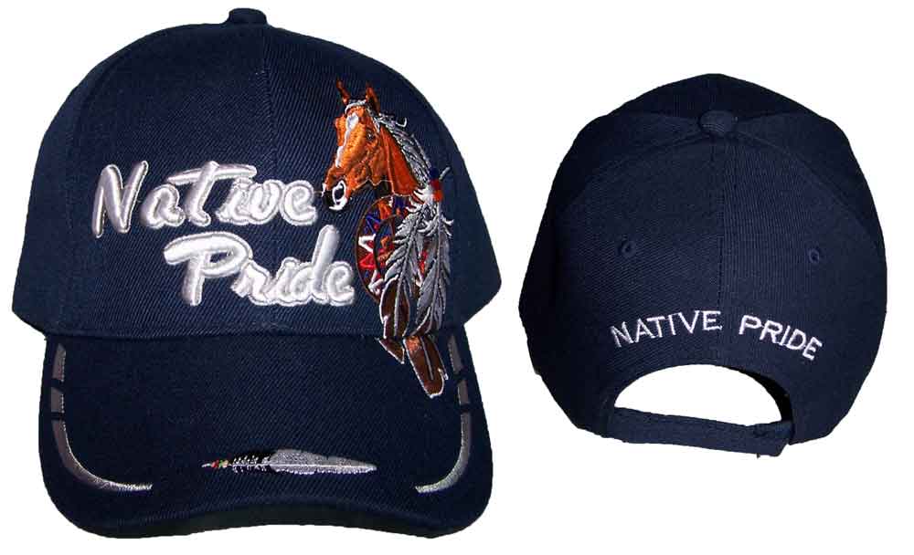 Horse & Feathers Native Pride  Embroidered BASEBALL Caps Hats