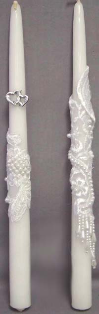 Embellished White CANDLEs - 12'' Long