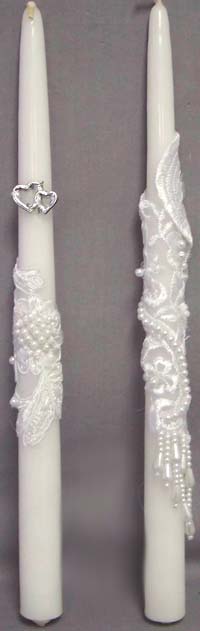 Embellished White Candles - 12'' Long