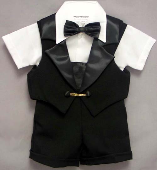 Boys 5Pc Black Formal SHORT Sets (6 - 24 Mos)