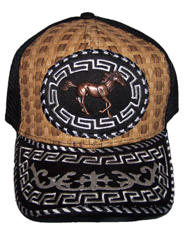 Mexican Style Rodeo Embroidered Mesh  BASEBALL Caps -Metal Horse