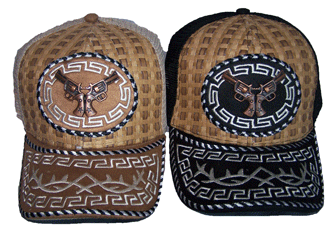 Rodeo Embroidered Mesh Back Baseball Caps With 2 Metal  PISTOLs