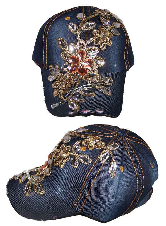 Designer Style Baseball Caps HATS w/  Rhinestones