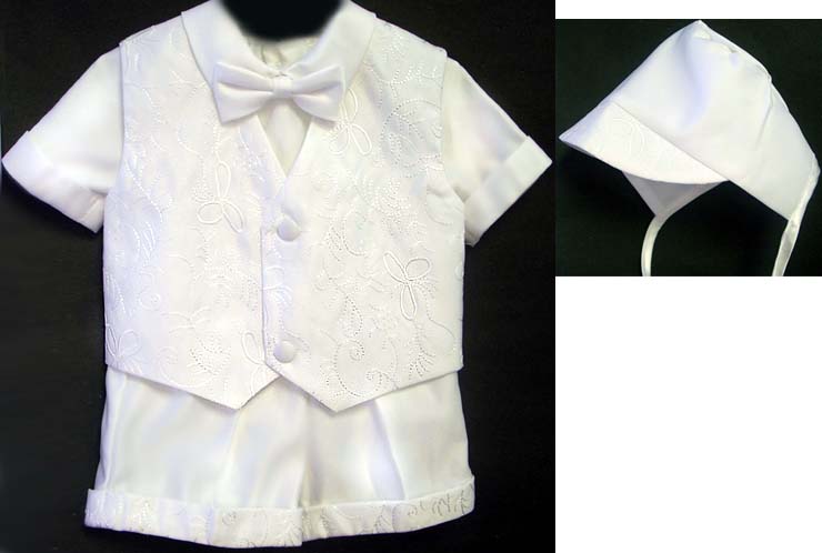 Boys 4Pc Christening SHORT Sets. Sizes: 9 - 24 Mos.