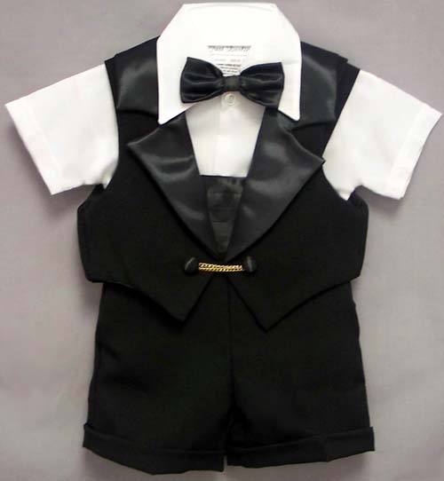 Boys 5Pc Vested SHORT Sets  -  Black Color  (Sizes:1 Thru 4)