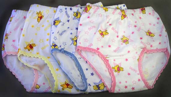 ''Little BEARs'' Big Girls Cotton/Lycra Panties  - Sizes: 4-5-6