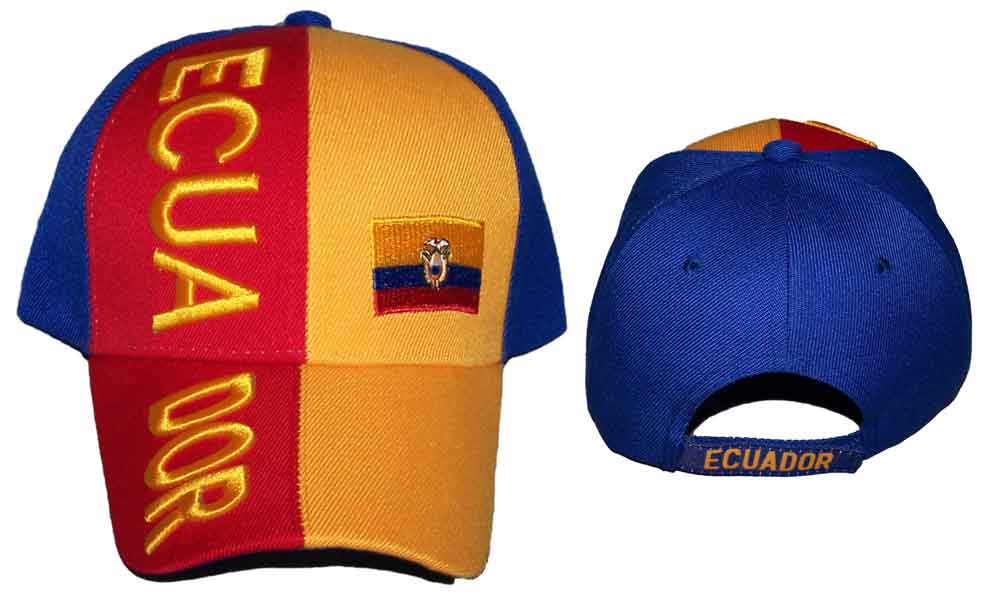 ''ECUADOR'' Country Embroidered BASEBALL Caps